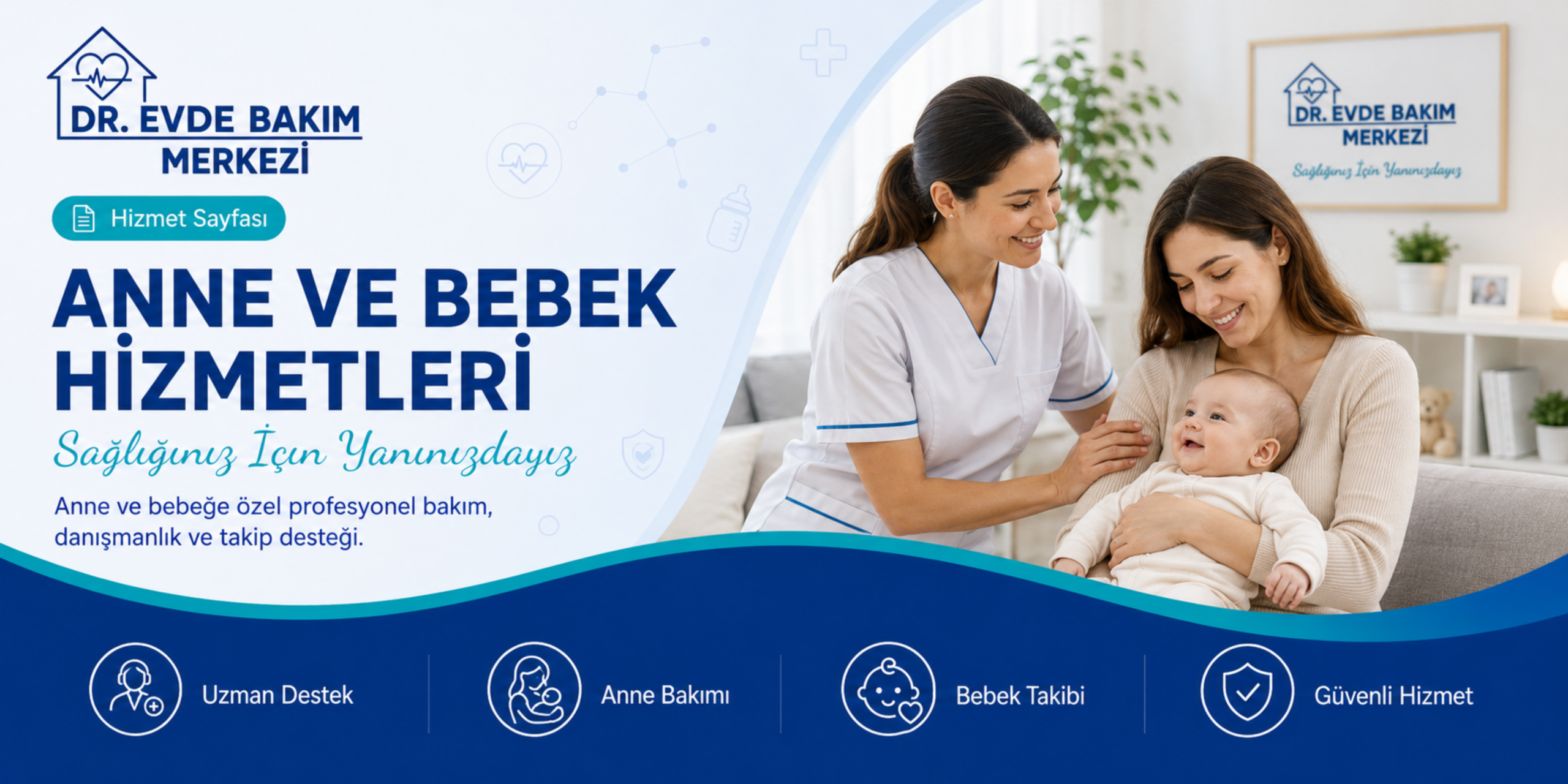 Anne ve bebek hizmetleri evde bakım ve sağlık desteği banner görseli