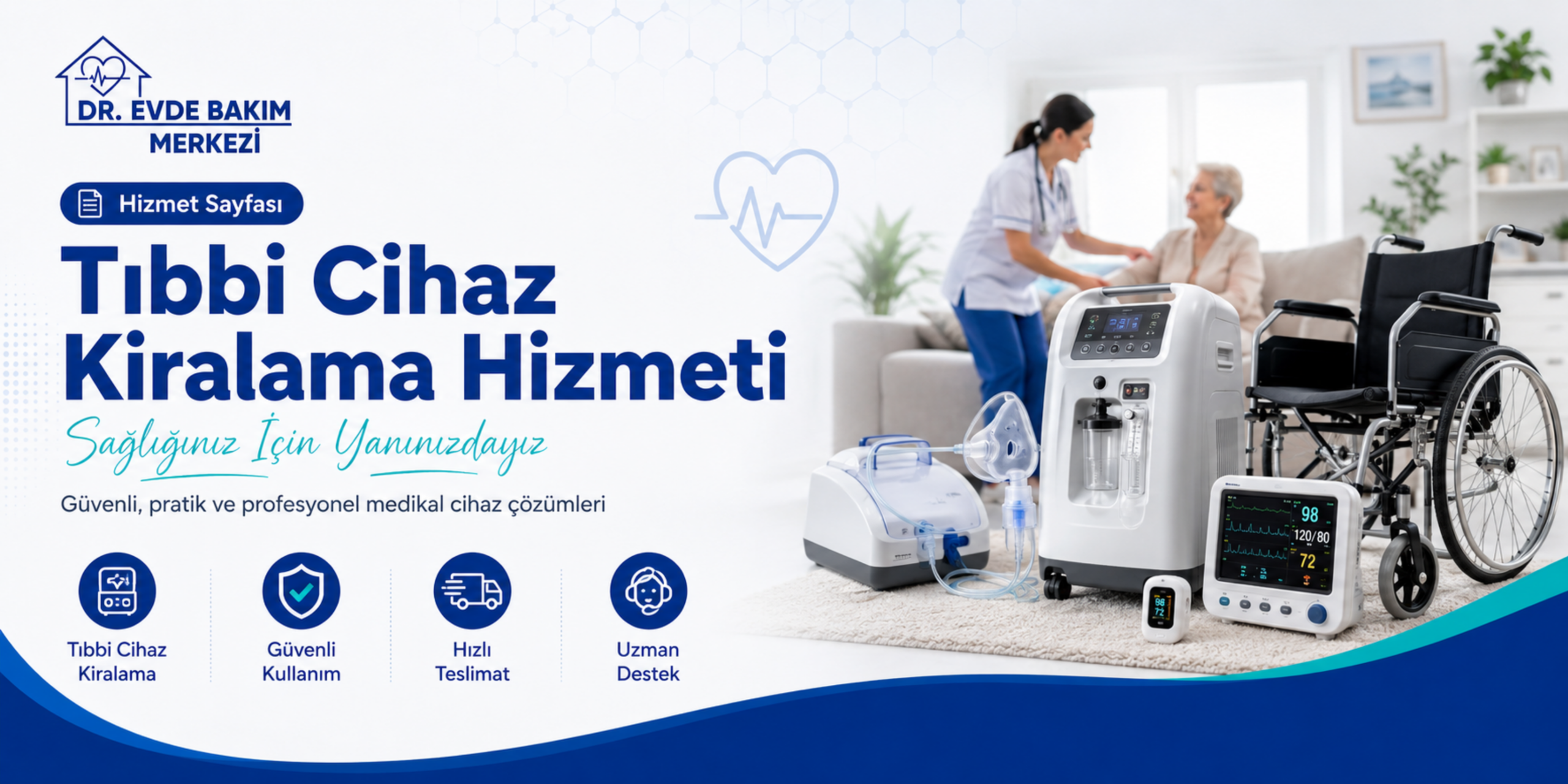 Dr. Evde Bakım Merkezi tıbbi cihaz kiralama hizmeti banner görseli